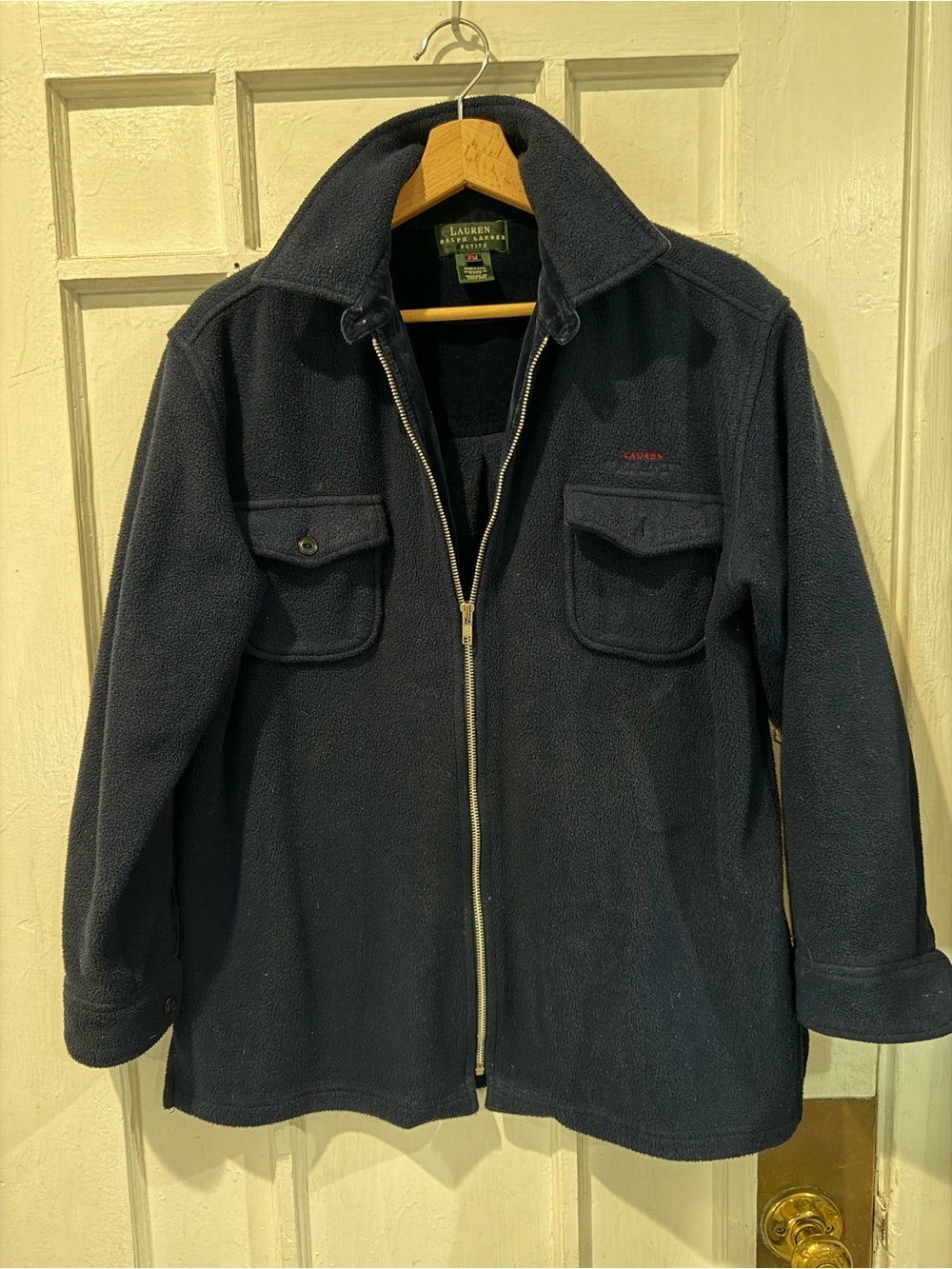 Ralph Lauren Dark Navy Zip-Front Fleece Shirt Jacket
